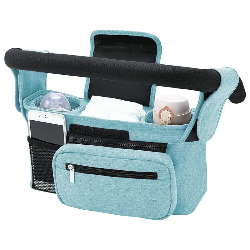 Baby Stroller Storage Bag - Large Capacity Organizer for Pram Diaper Bags & Accessories