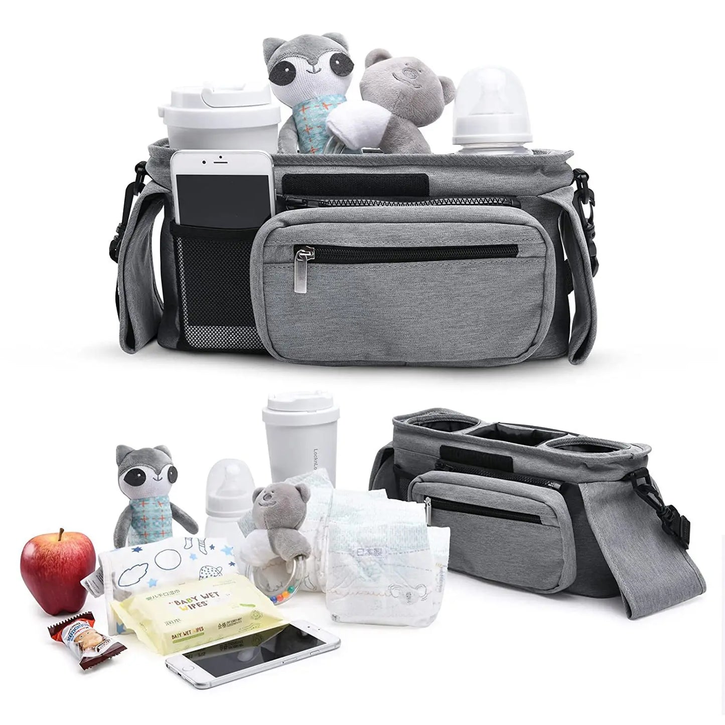 Baby Stroller Storage Bag - Large Capacity Organizer for Pram Diaper Bags & Accessories