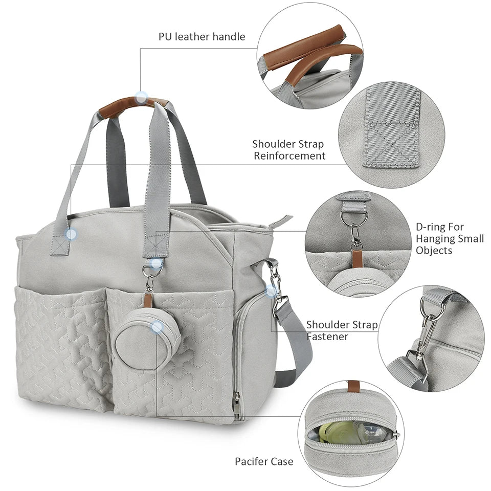 Baby Diaper Bag On Stroller Outdoor Travel Handbag With Pacifier Bag Large Capacity Mommy Shoulder Bag Baby Bottle Nappy Storage