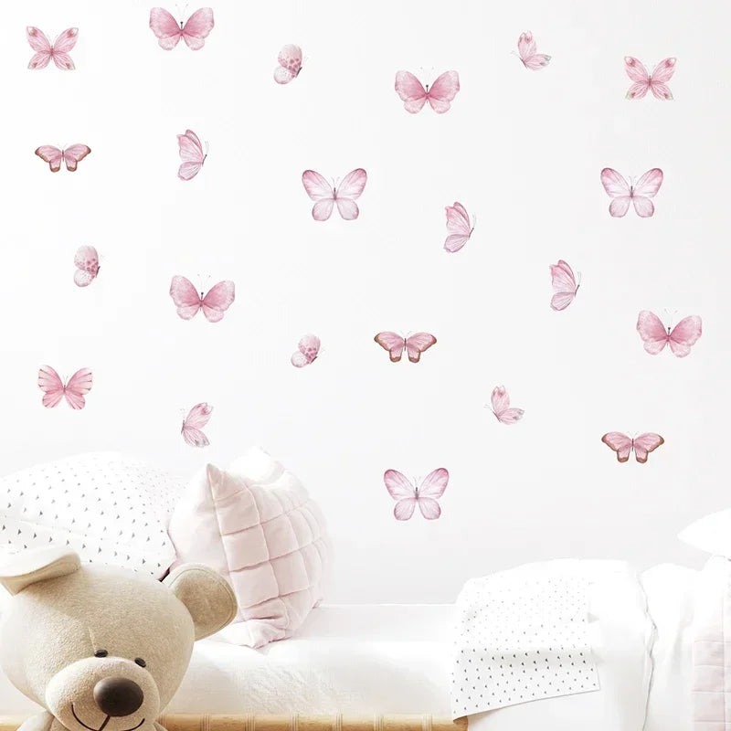 Pink Butterfly Wall Decals for Baby Nursery