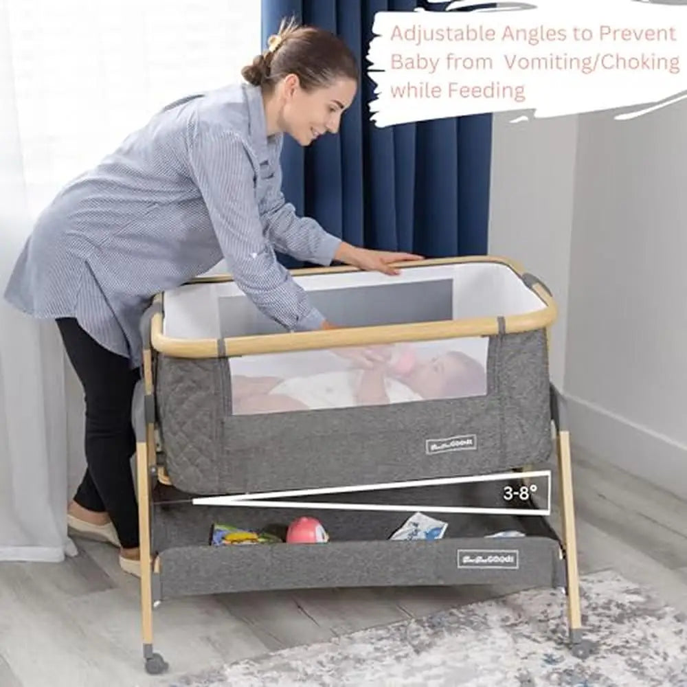 3-in-1 Adjustable Baby Bedside Sleeper with Foam Mattress