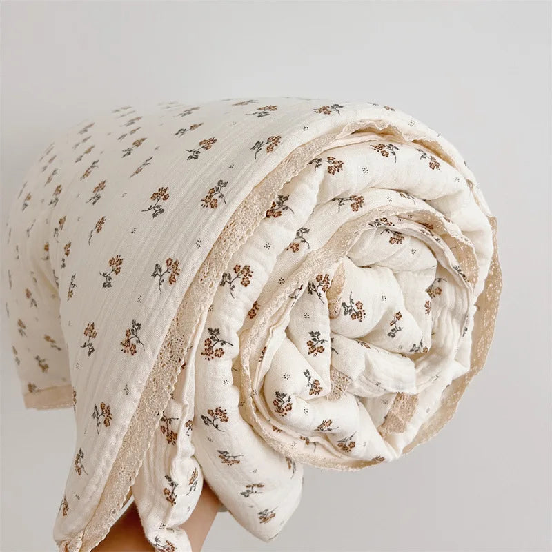 Camellia Rose Muslin Baby Blanket Quilt