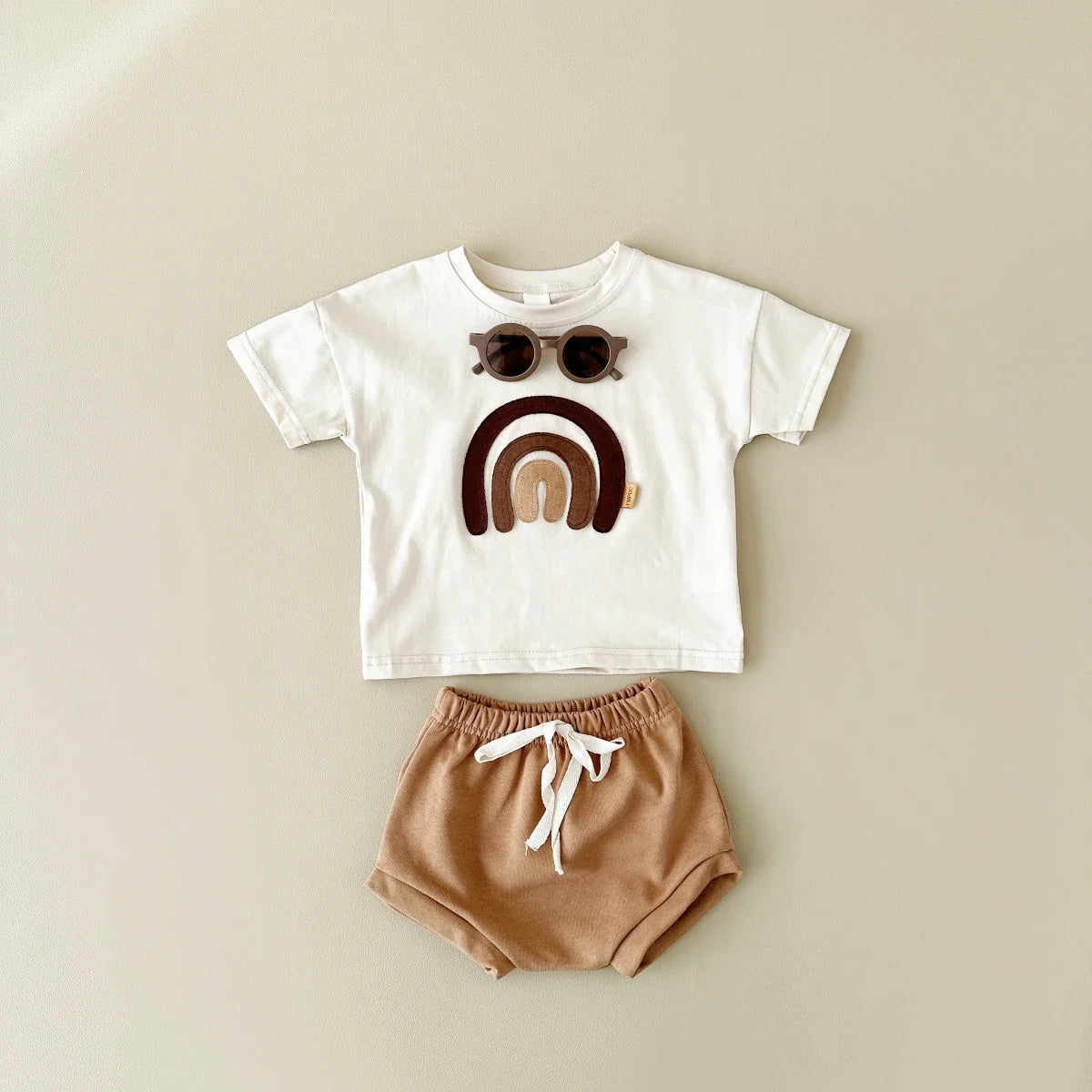 2-Piece Summer Infant Set – Rainbow T-Shirt & Beach Shorts