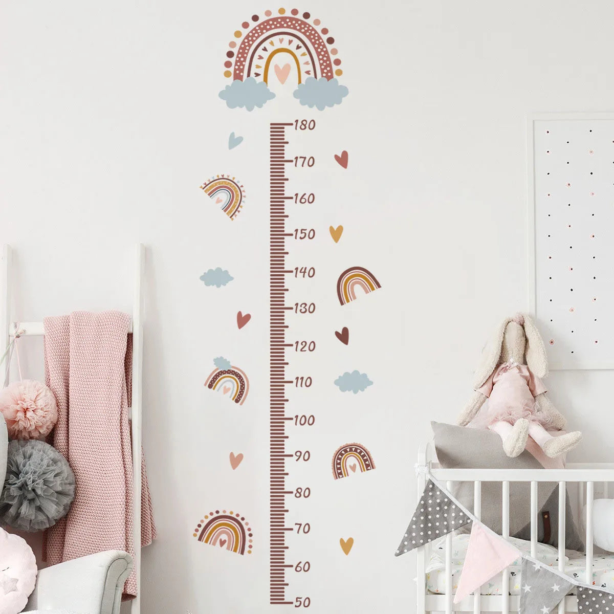 Rainbow Growth Chart Wall Decal for Baby Nursery