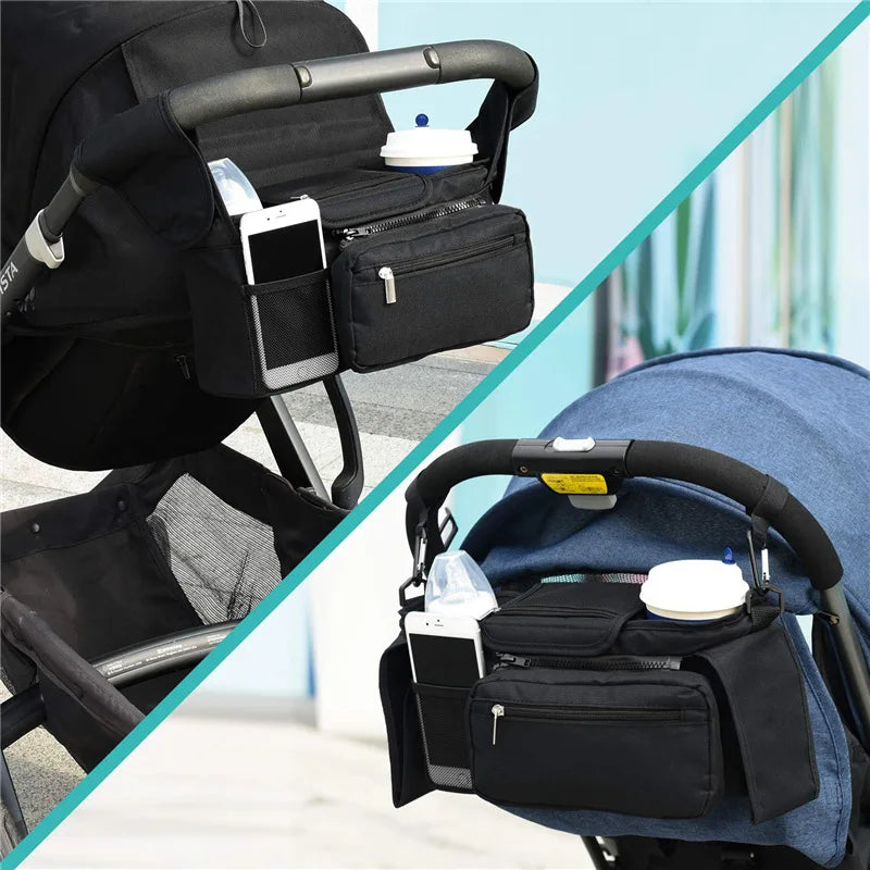 Baby Stroller Storage Bag - Large Capacity Organizer for Pram Diaper Bags & Accessories