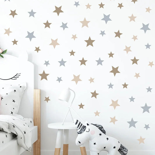 71pcs Boho Star Wall Stickers for Baby Nursery Room