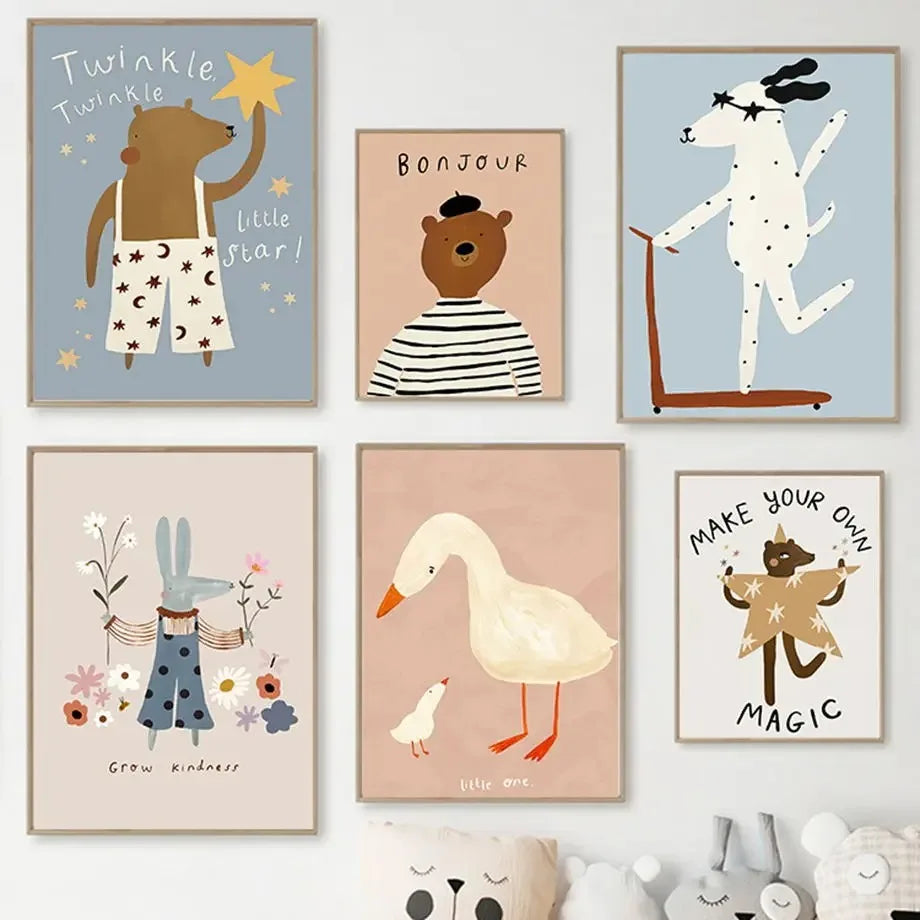 Animal Canvas Wall Art Prints for Baby Nursery