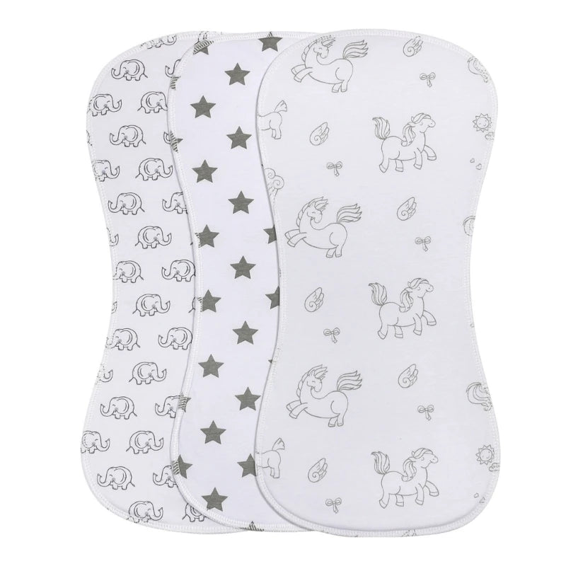 2-Layer Absorbent Cotton Baby Bibs & Burp Cloths – Soft, Newborn Teething Bibs for Baby Showers