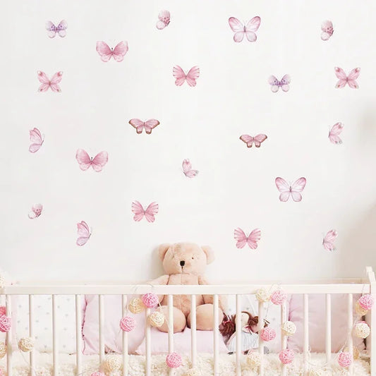 Pink Butterfly Wall Decals for Baby Nursery