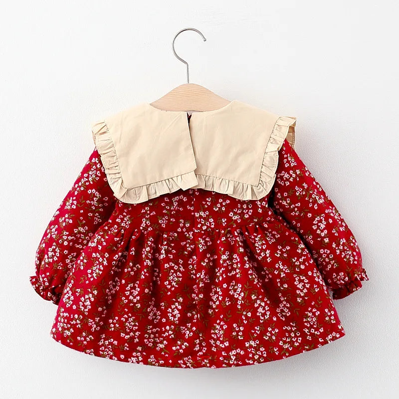 Girls’ Long Sleeve Floral Princess Dress – Spring & Autumn Baby Dress