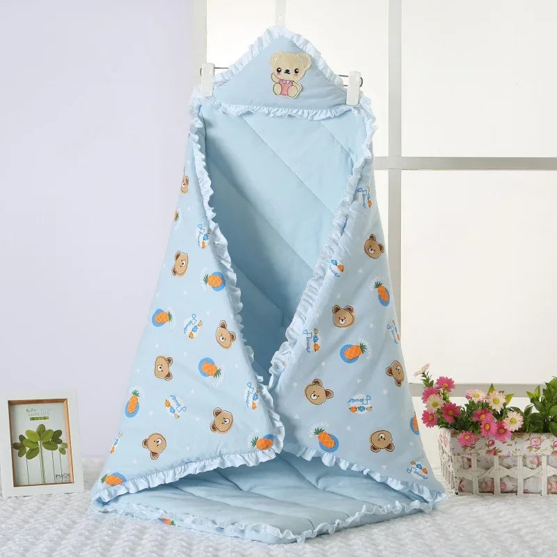 Winter Cotton Baby Swaddle Blanket with Embroidery