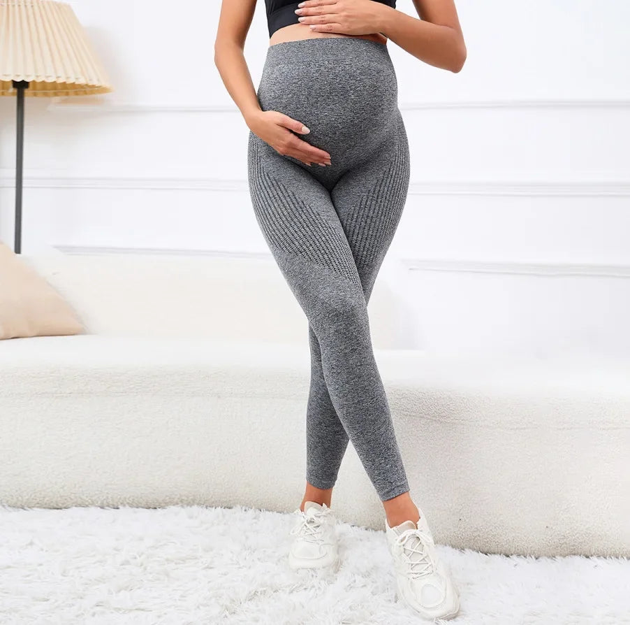 Elastic High Waist Maternity Leggings - Belly Support & Body Shaper