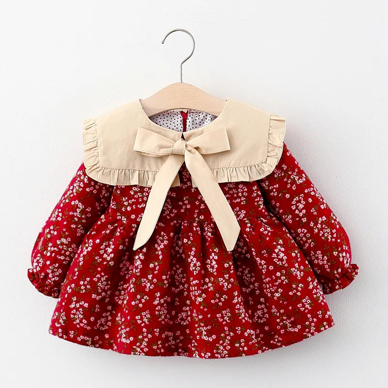 Girls’ Long Sleeve Floral Princess Dress – Spring & Autumn Baby Dress