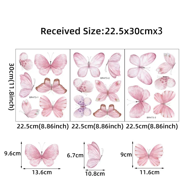 Pink Butterfly Wall Decals for Baby Nursery