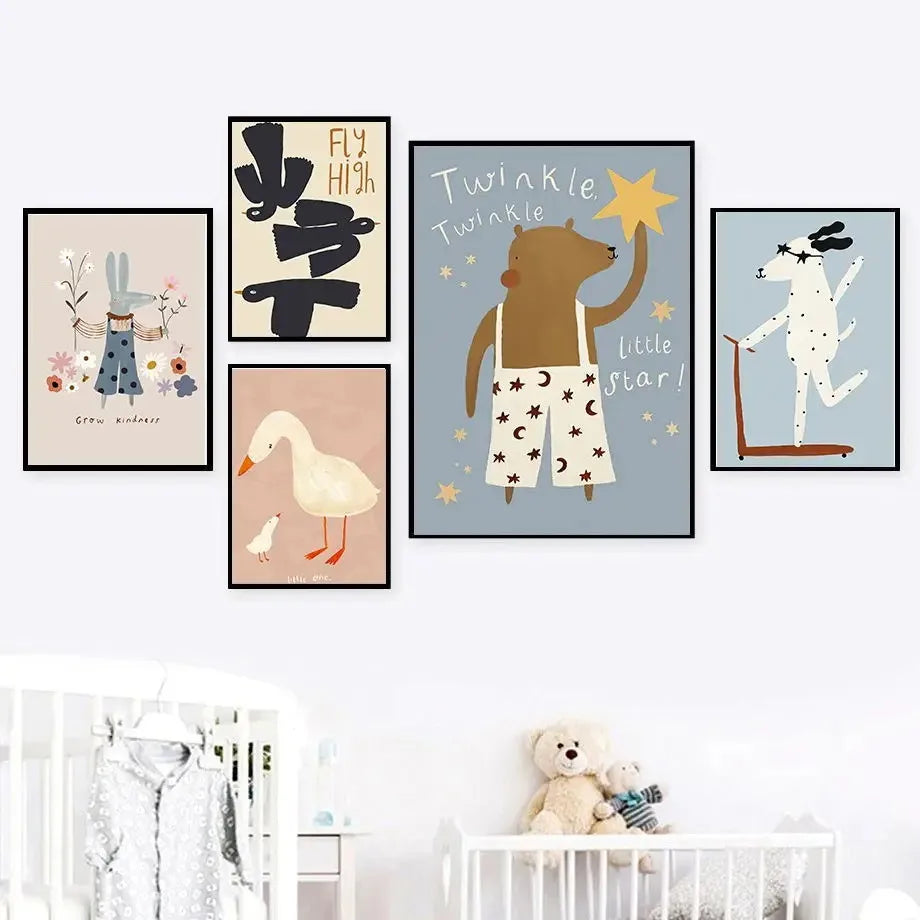 Animal Canvas Wall Art Prints for Baby Nursery