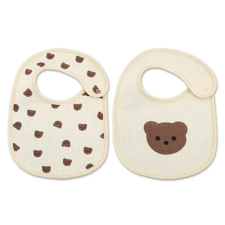 2pcs Summer Waterproof Baby Bibs – Soft Cotton Infant Bibs & Burp Cloths for Boys & Girls