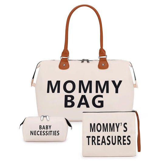 "Mommy Bag 3-Piece Set – Travel Shoulder Bag with Dry/Wet Separation & Accessories"