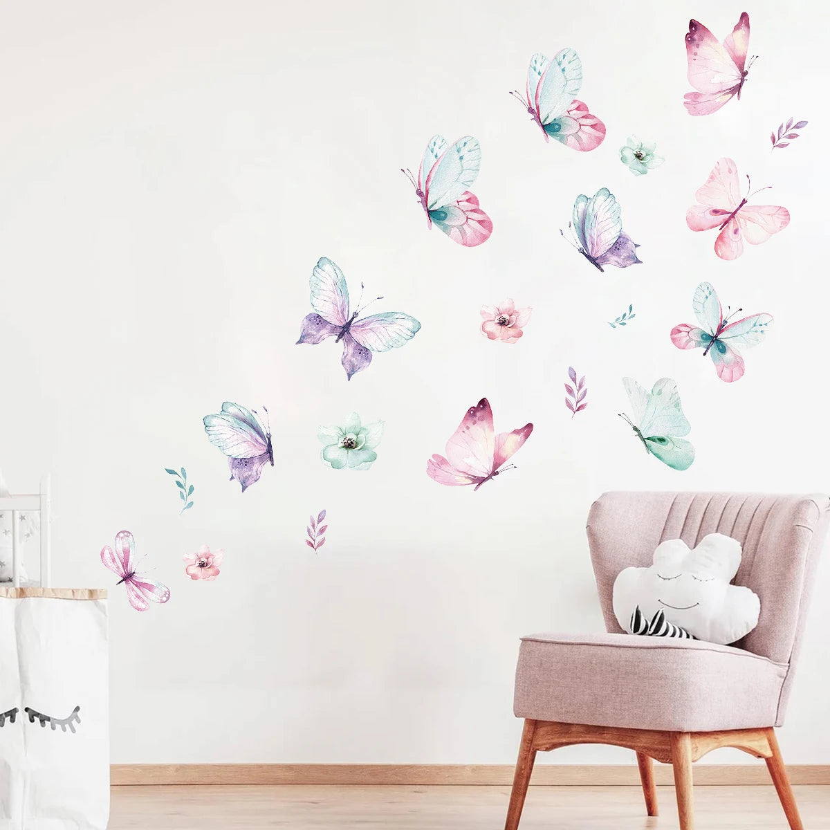 Pink Butterfly Wall Decals for Baby Nursery