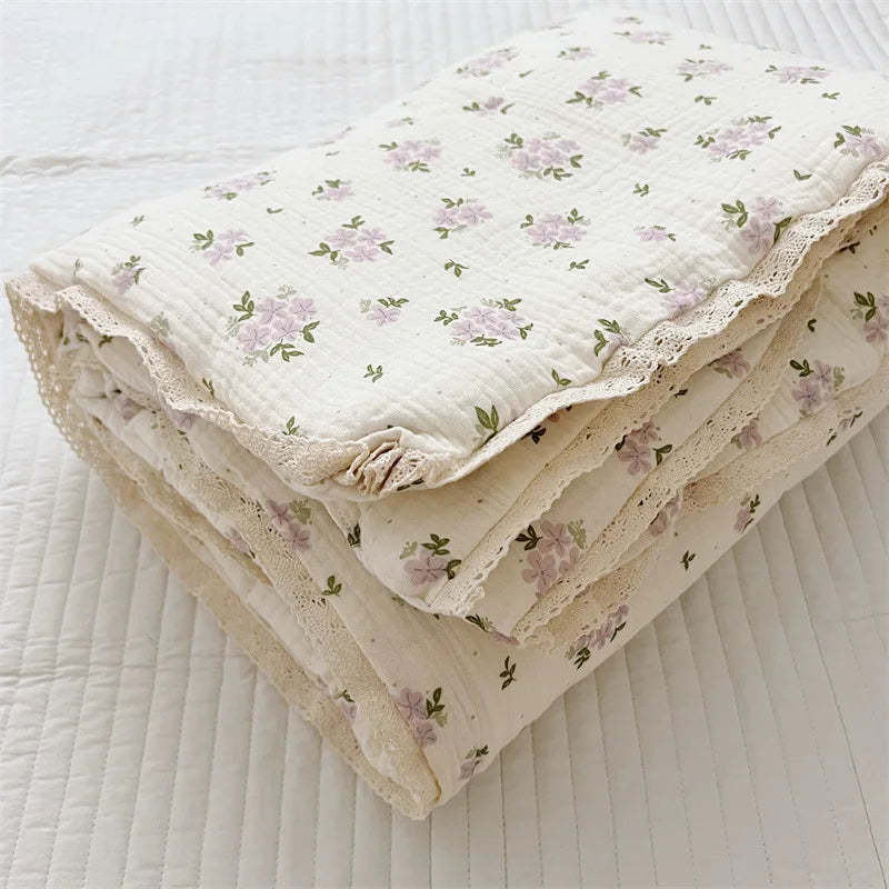 Camellia Rose Muslin Baby Blanket Quilt