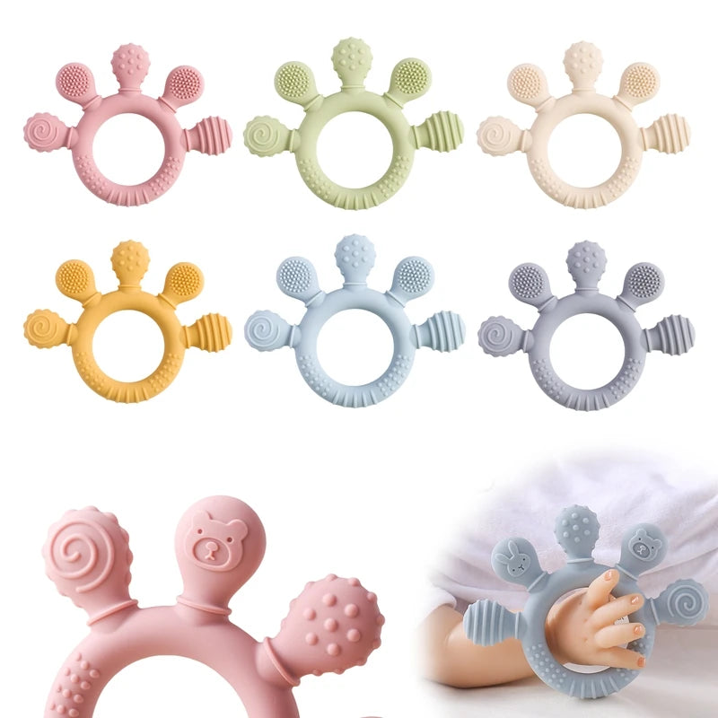 1pc Silicone Teether – Food Grade Baby 0-12 Toys, Teething Ring Sensory Toys for Toddlers