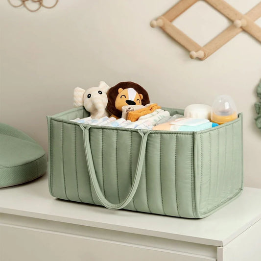 "Portable Baby Diaper Organizer Bag – Large Capacity & Foldable Storage Caddy for Baby Essentials"