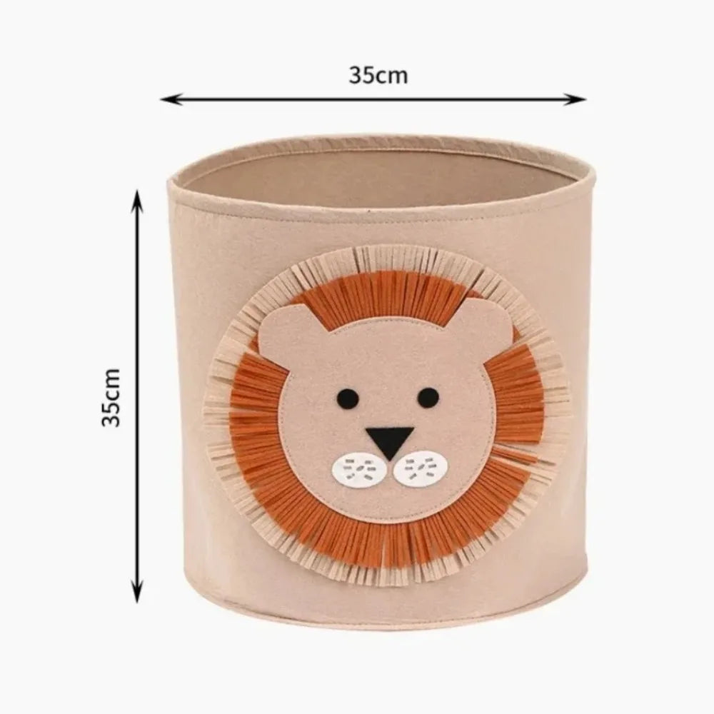 Foldable Cartoon Storage Basket - Cute Elephant & Lion Design for Toys and Clothes