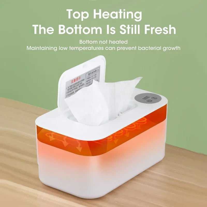 Baby Wipe Warmer with LED Display - USB Charged Portable Towel Dispenser