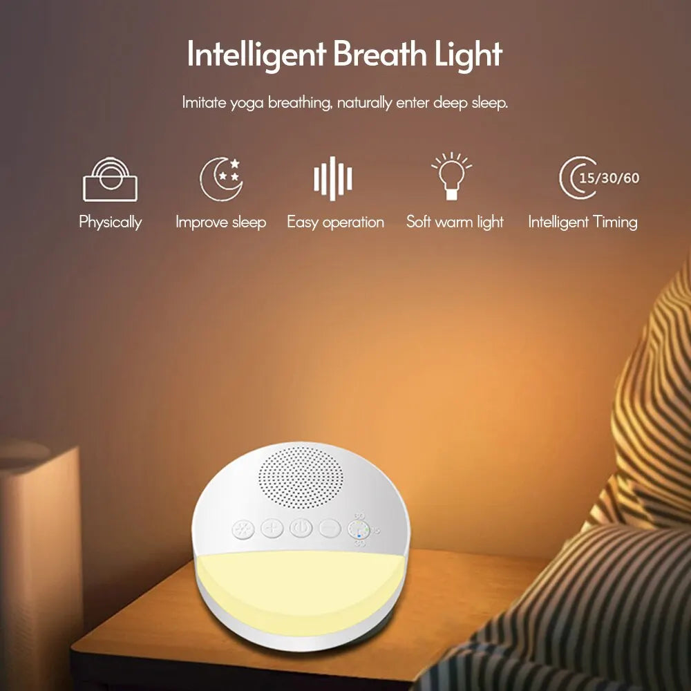  Baby White Noise Machine with Night Light & USB Rechargeable Sleep Sound Player