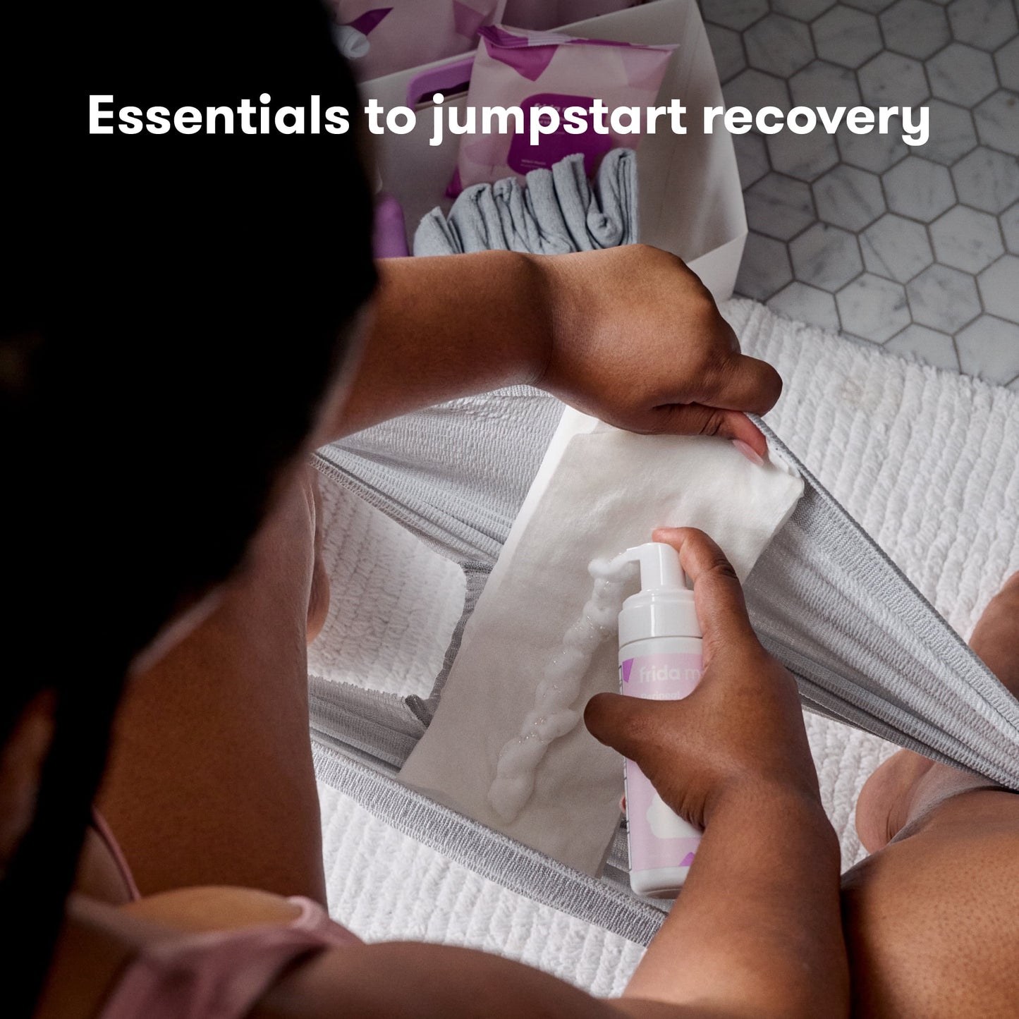 Postpartum Recovery Essentials with Pads & Disposable Underwear, 4 Count Gift Set, One Size